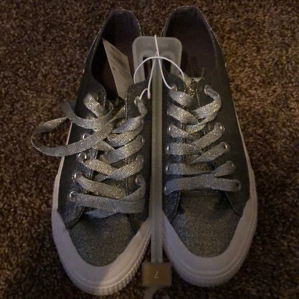Silver glitter sneakers